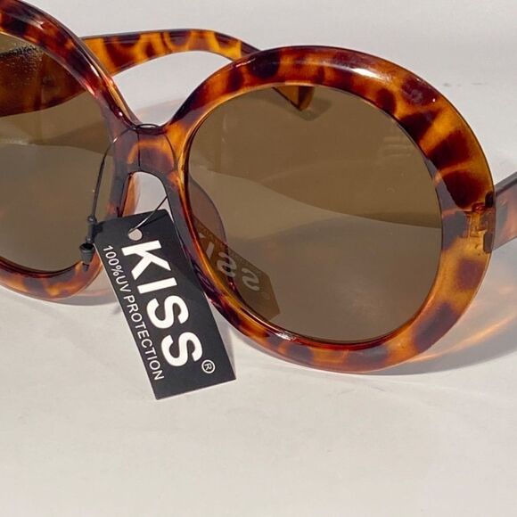 1066 Kiss Oversized Round Tortoise Sunglasses NWT - Picture 7 of 9